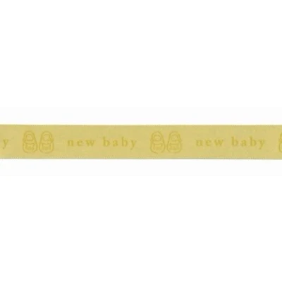 Image of 15mm Berisford New Baby Print Ribbon 4 Lemon per metre