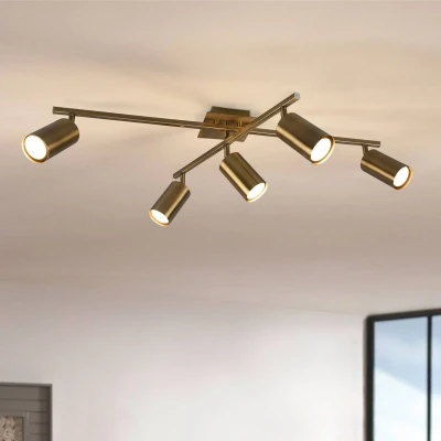 Image of Trio Leuchten Marley 612400504 Ceiling Light Metal Antique Brass 5X GU10 Bulbs Not Included