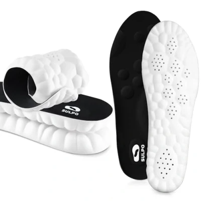 Image of SULPO SPORT Orthotic insoles for women and man sport, work, everyday use Plantar fasciitis Memory foam Lightweight, breathable cushioned L Black