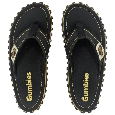 Image of Gumbies Islander Unisex Flip Flops, with Supersoft Cotton Toe Post and Durable Recycled Rubber Sole Comfort Guaranteed Classic Black 5