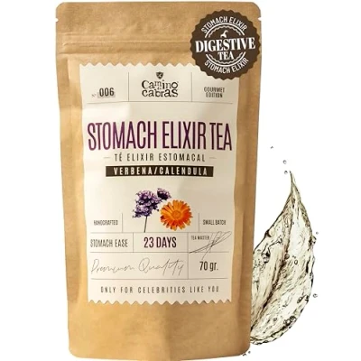 Image of Stomach Elixir Detox Tea Bloating Relief and Belly Reduction Fennel, Peppermint, Chamomile, Caraway, Calendula, Liquorice Herbal Infusion for Gut Health &amp; Ease Caffeine Free, 70g