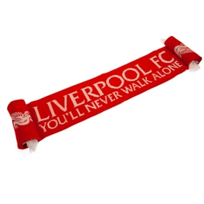 Image of Liverpool FC You&#039;ll Never Walk Alone YNWA Crest Liverbird Scarf.