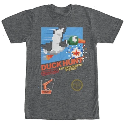 Image of Nintendo Men&#039;s Duck Hunt T Shirt, Charcoal Heather, XL