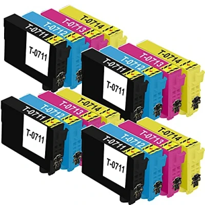 Image of KING OF FLASH 4 Full Sets Compatible Printer Ink Cartridges For T0715 x Cyan, Magenta, Yellow, Black
