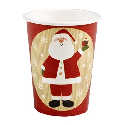 Image of Neviti Let It Snow Cups Father Christmas 8 Pack, Wood, Multi Colour, 7.5 x 9 cm