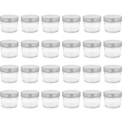 Image of vidaXL Glass Jam Jars with Silver Lids 24 pcs 110 ml