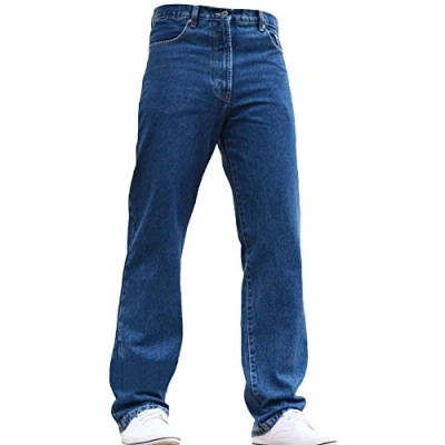 Image of BLUE CIRCLE Mens Jeans Heavy Duty Workwear Basic Straight Regular Fit Stonewash 28 60 W44 L34