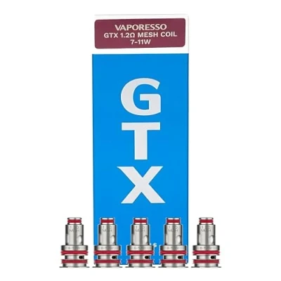Image of Vaporesso GTX 4 Coils 5 Pack [1.2ohm Mesh 7 11W, MTL] Smooth MTL Vaping, TPD Compliant Ecig, 2ml No Nicotine