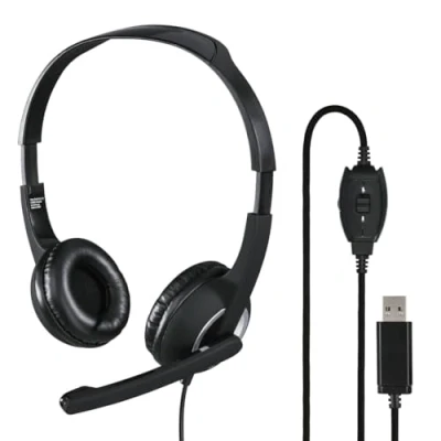 Image of Hama HS USB250 PC Office Headset with Microphone, USB, Stereo, Black
