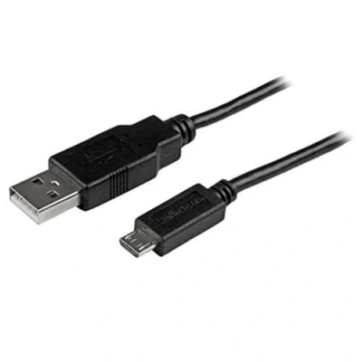 Image of StarTech.com 0.5m Mobile Charge Sync USB to Slim Micro Cable Phones &amp; Tablets A B M/M Thin Charging (USBAUB50CMBK)