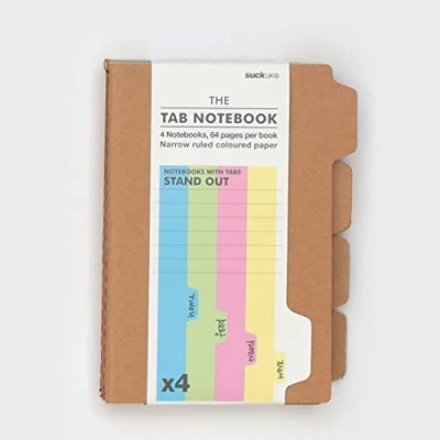 Image of Suck UK A6 Notebook Shaped with Tabs Tab Set of 4 Revision Planner Or To Do List School Supplies &amp; Office Weekly Writing Pad Stationery Kraft