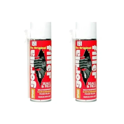 Image of YSAMAX Gorilla Filler Weatherproof Expanding Foam Filler, Securely Seals &amp; Fills, Squeezes Into Gaps, Suitable for Filling, Sealing Gaps Cavities, Keeps Dust and Pests Aways, 500ML (2 PCS)