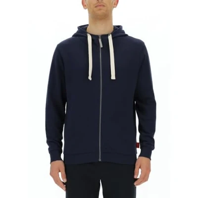 Image of CITROËN O102941 A928 HOODED Sweatshirt FULL ZIP Vintage Logo Sleeve Print W/Side Pockets C23W Men&#039;s Night Blue Size XXL
