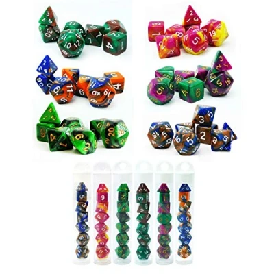 Image of Bescon Mini Two Tone Polyhedral RPG Dice Set 10MM, Small D4 D20 in Tube, 6 New Assorted Colored of 42