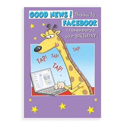 Image of Regal Publishing Humour Funny Birthday Card Thanks Facebook 7 x 5 inches