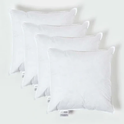 Image of HOMESCAPES 4 Pack Luxury Duck Feather Cushion Inserts 40cm x (16 16) Perfect Bounce Back and Down Proof Cover Generously Filled Inner Pads Filler, Hypoallergenic RDS Certified Machine Washable