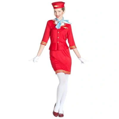 Image of Boland 84092 Adult Stewardess Linda Costume, Solid, Multicoloured, M L