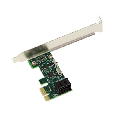 Image of KALEA INFORMATIQUE PCI Express PCIe x1 2 port controller card for SATA hard drives. Compact format, with ASM1061 chipset. High and Low Profile.