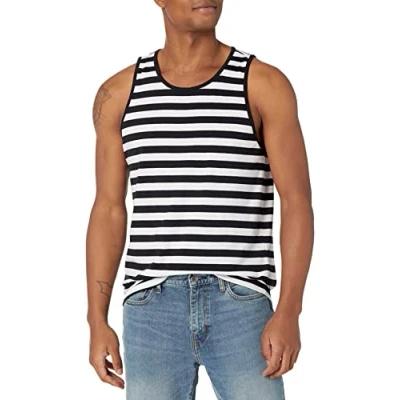 Image of Amazon Essentials Men&#039;s Regular Fit Vest, Black White Horizontal Stripes, XL