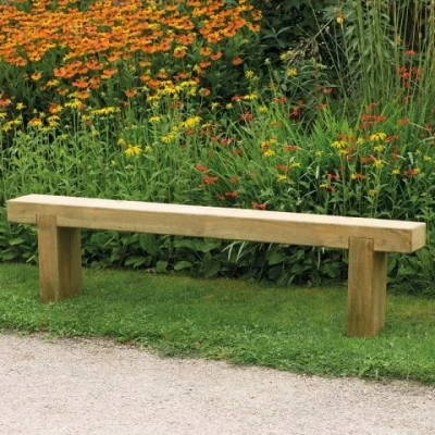 Image of Forest Sleeper Wooden Garden Bench 6&#039;x1&#039; (1.8x0.2m)