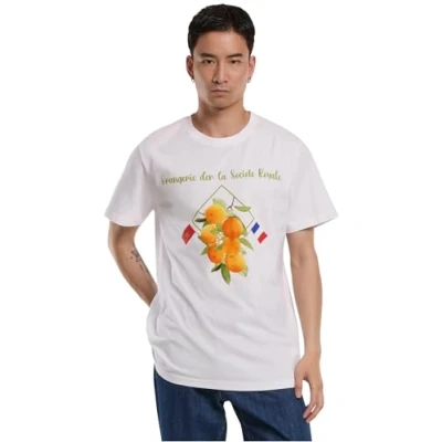 Image of Mister Tee Men&#039;s Mt2702 Orangery Tea T Shirt, White, XS