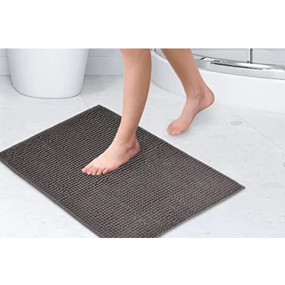 Image of Emma Barclay Noodle Soft Touch Non Slip Bathroom Rug in Graphite Shower Mat 40x60cm