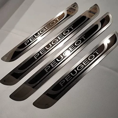Image of 4Pcs Car Door Sill Protector Strips for Peu geot 308 208 508 207 3008 2008 307, Stainless Steel Kick Plates Scuff Guard Threshold Styling Decoration Accessories