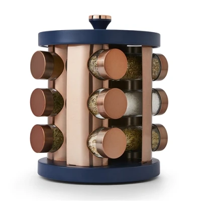 Image of Tower Cavaletto 12 Jar Rotating Spice Rack Midnight Blue
