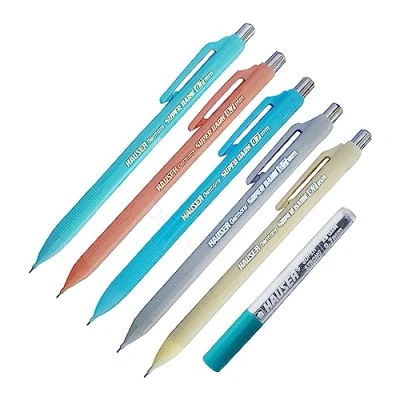 Image of ZOFAX S Dark 2B Mechanical Pencils, 0.7mm Lead Size, Pack of 5, Rubber Tipped, Grade 25 Refills, Write Draw Sketch, Ideal For School Office Home Use, iZOFAX Black Ball Pen
