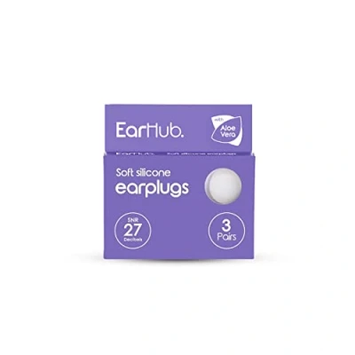 Image of EarHub Sleepwell Soft Premium Silicone Earplugs 3 Pairs. Reusable &amp; Custom Fit Ear Plugs. Best Used for Sleep. Also Travel, Water Sports, Work, Study Concerts. Travel case inc