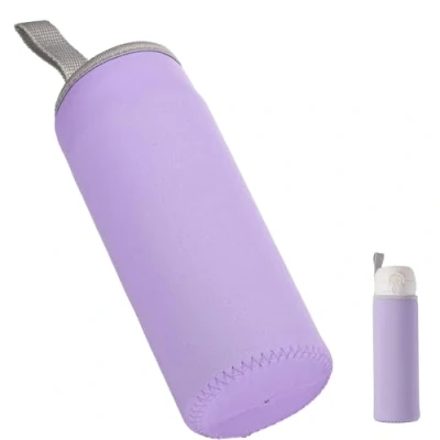 Image of WsKingWA Water Bottle Sleeve Pouch Neoprene Carrier for Outdoor Hiking Travel Drink Carrying (550ml) (Purple)