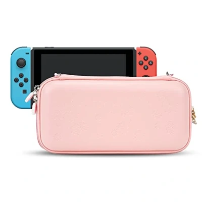Image of GeekShare Sakura Pink Carry Case Compatible with Nintendo Switch Ultra Slim Portable Hard Shell Travel for Console &amp; Accessories 10 Game Cards