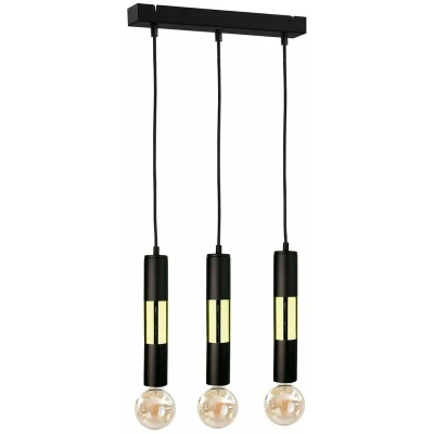 Image of Magnum Bar Pendant Ceiling Light Black, Gold, 50cm, 3x E27