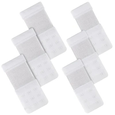 Image of kurkip Pack of 6 Bra Extenders, 3 Rows, 2 Hooks, Elastic Extension,Soft, Comfortable and Stretchy, Closure, Elastic, Suitable for Women, White