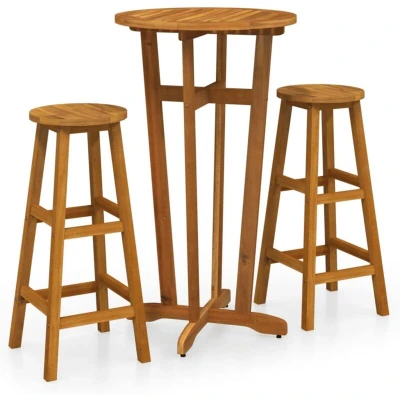 Image of vidaXL 3 Piece Bar Set Solid Wood Acacia