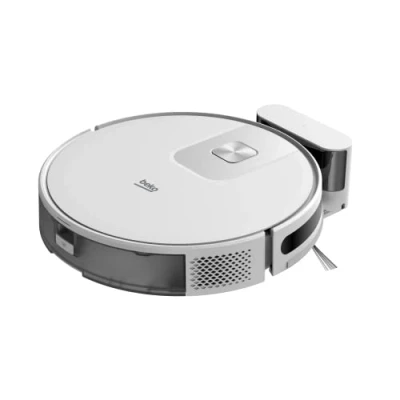 Image of Beko Robot Cleaner VRR60314VW White/Chrome Design 150 Minute Run Time 2000 Pa Suction Power 4 Cleaning Modes Mophead and water tank Wifi connected/Smartphone compatible