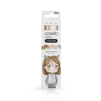 Image of COPIC Ciao Layer &amp; Mix Pen Set Of 3 Mellow Palette Markers, Art, Craft, Colouring, Graphic, Highlighter, Design, Anime Manga