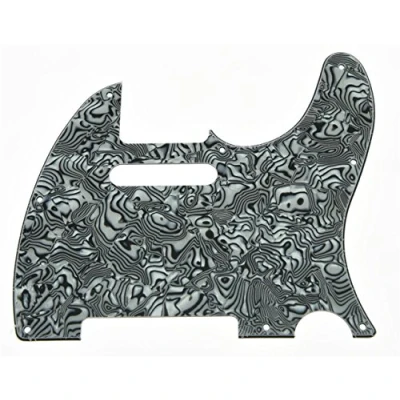 Image of KAISH 8 Hole Tele Style Pickguard TL Guitar Pick Guard Scratch Plate for Tele/Telecaster Black/White Shell