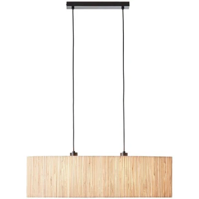 Image of Longshore Bar Pendant Ceiling Lamp, Natural Seagrass, Matt Black