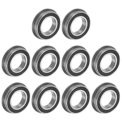 Image of uxcell F6801 2RS Flanged Ball Bearing 12x21x5mm Double Sealed Chrome Steel Flange Bearings, 10pcs