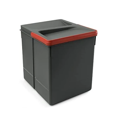 Image of Emuca, waste sorting cut out base, bin height 266mm with 15 litres capacity, Grey, H 266 mm (1x15L)