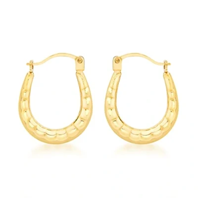Image of Carissima Gold Women&#039;s 9ct Yellow Ribbed Creole Earrings