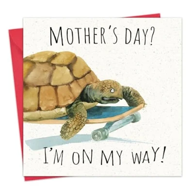 Image of Twizler Funny Mother&#039;s Day Card for Mum Tortoise Happy Mothers from Son or Daughter Mothering Sunday Cards Mummy Mothersday Humour