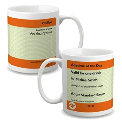 Image of Yellow Spade Design Ltd. Personalised British Rail Ticket Mug