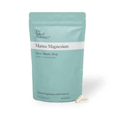 Image of The Naked Pharmacy Marine Magnesium Promotes Better Sleep for Nerve/Muscle Function Natural Supplements with Prebiotic Baobab High Strength No Additives Vegan 60 Capsules