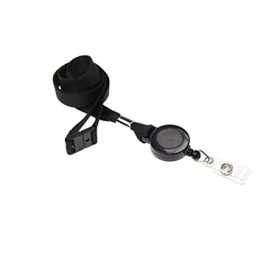 Image of ID Card It Holder Access Lanyards with Integrated Reel Black (5)