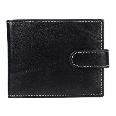 Image of TOPSUM LONDON Wallet Men RFID Blocking Bifold for Mens Handmade Full Grain Leather Wallet, Cardholder, Coin Pocket Purse Gift Him #4019 (Crunch Black)