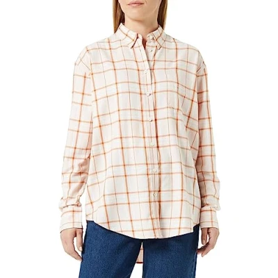 Image of GANT Women&#039;s D2. Relaxed Check Flannel Shirt Blouse, Silver Peony, 38