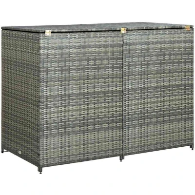 Image of vidaXL Double Wheelie Bin Shed Poly Rattan Anthracite 148x77x111 cm