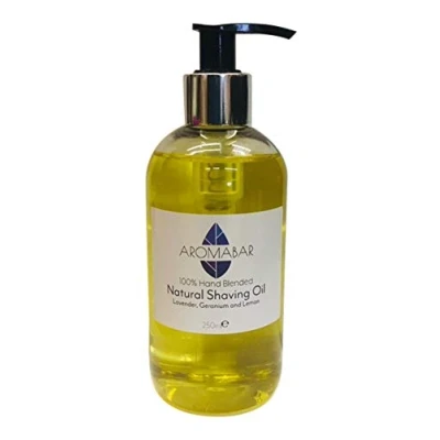 Image of Natural Shaving Oil 250ml Lavender, Geranium &amp; Lemon Pre Shave 100% Pure with Pump Dispenser or Use as a Post Moisturiser Unisex